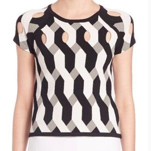 Rag & Bone Olympia Geometric Printed Cutout Top SZ XS